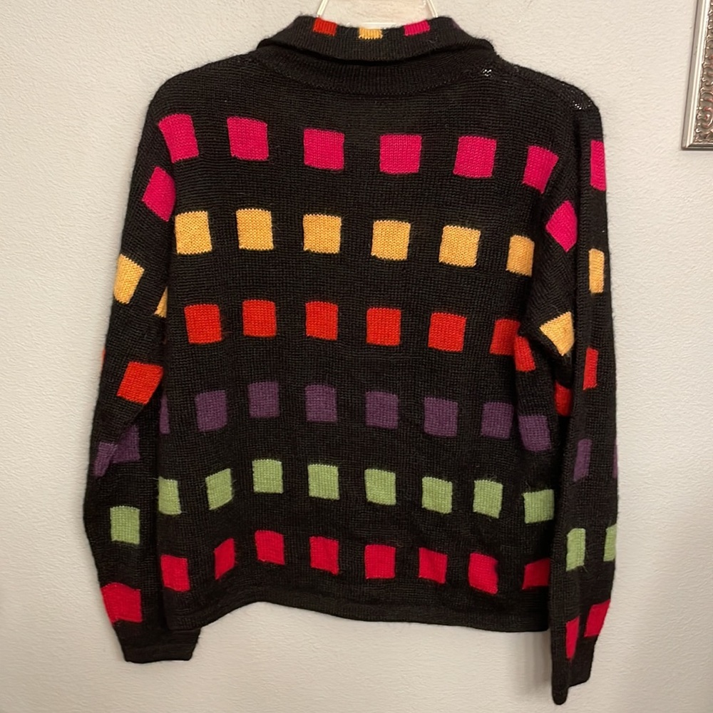 Colorful Alpaca Button Front Collared Cardigan - image 2